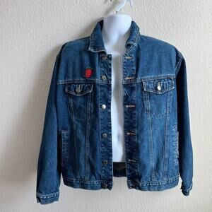Smith's Workwear Denim Jacket Men's S Medium Wash Trucker Strawberry Patch Jean